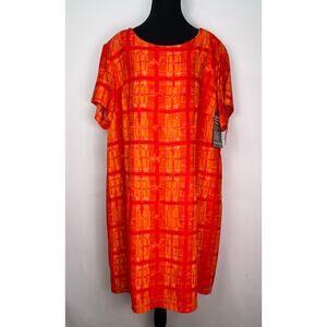 NWT Rabbit Rabbit Rabbit Designs 18W Bright Orange Short Sleeve Dress